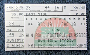 Vintage 1995 SUN BOWL Game TICKET Washington Huskies vs IOWA Hawkeyes Hayden Fry - Picture 1 of 2