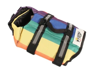 Dog Canine Life Vest Rainbow Color XS King Pup New Reflector and Handle - Picture 1 of 6