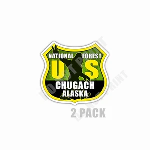 Chugach National Forest Alaska Sticker Bigfoot Souvenir Waterproof 2 Pack - Imagen 1 de 4
