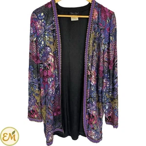 Vintage Sequin Kimono Jacket Boho Glam Statement Festival Art Deco Party Retro L - Picture 1 of 10