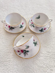 Set di 3 tazze da tè e salse cinesi Stonegate vintage bordo oro Germania design floreale - Foto 1 di 13