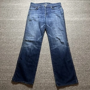 7 for All Mankind A PKT Relaxed Jeans Men's 33x32 Blue Denim Straight Button Fly - Picture 1 of 10