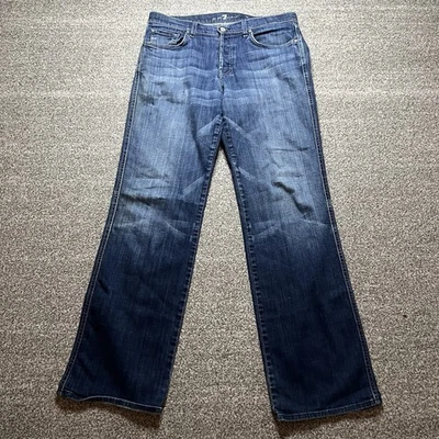 7 for All Mankind A PKT Relaxed Jeans Men's 33x32 Blue Denim Straight Button Fly - Image 1 of 4