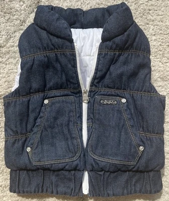 Diesel Kids Toddler Denim Puffer Vest Embroidered Sz 3 - Image 1 of 4
