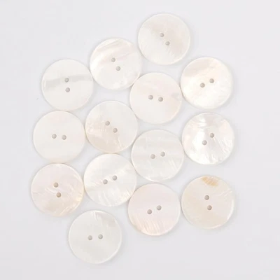 25件装珍珠母纽扣18毫米白色正品2孔散装天然拖把她... — 第 1/4 张图片