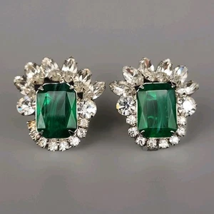 Pendientes De Colección Juliana "Esmeralda Defectuosa" PIEZA LIBRO Verde Remolino Estrás Clip D&E - Imagen 1 de 10
