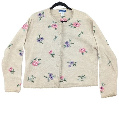 De Colección Pendleton Suéter Mujer Cárdigan Grande Floral Bordado Cottagecore Años 90 Foto 1 de 4