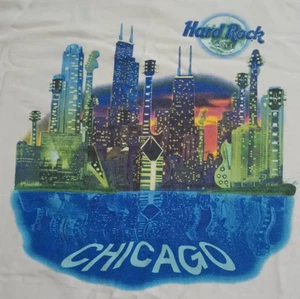 Vintage Hard Rock Cafe Chicago Skyline City T Shirt White Size XL - Picture 1 of 9