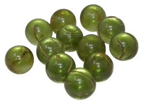 Vintage 20mm Green Glass Shooter Marbles - Picture 1 of 11