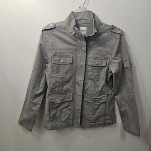 Kensie Jeans Gray Denim Women's Size Medium Jacket Lightweight Utility Coat - Picture 1 of 8
