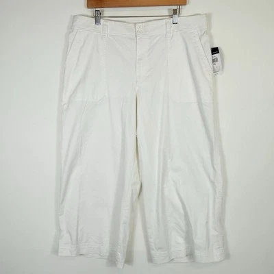 Pantalones capris cortos de pierna ancha ligeros de popelina blanca Chaps para mujer talla 16 NUEVOS NUEVOS CON ETIQUETAS Foto 1 de 4
