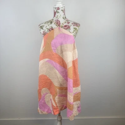 Rachel Zoe women's halter neck 100% linen A-line midi summer dress Size XL - image 1 of 4