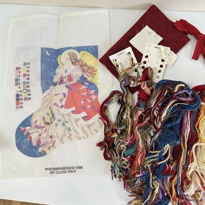 Dimensions Christmas Needlepoint 16" Stocking Kit ANGEL OF TIDINGS 9105 **READ** - Image 1 of 4