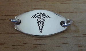 Dije eslabón de identificación de alerta médica de plata esterlina 40x18 mm pesado 10 gramos - Imagen 1 de 1