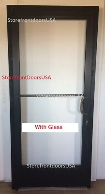 ADA 10" BOTTOM RAIL Right Hand Bronze 3'0 X 7'0 STOREFRONT DOOR, FRAME & CLOSER  - Image 1 of 3