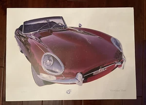 Jaguar E Type Signed 387/500 Lithograph by Harold James Cleworth - Picture 1 of 4