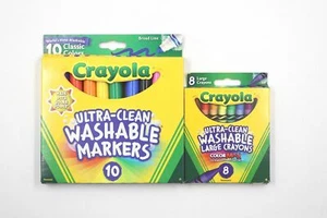 Crayola Combo 8 Large Crayons + 10 Broad Markers Non-Toxic School Art Supplies - Picture 1 of 2