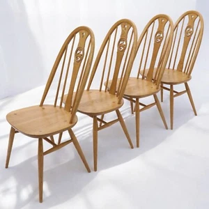 4 Ercol Windsor Swan Bow Back Dining Chairs Light Finish FREE UK Delivery - Picture 1 of 22