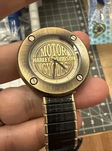 Harley Davidson Men’s Watch swiss parts Brass tone with black/gold stretch band - Picture 1 of 9