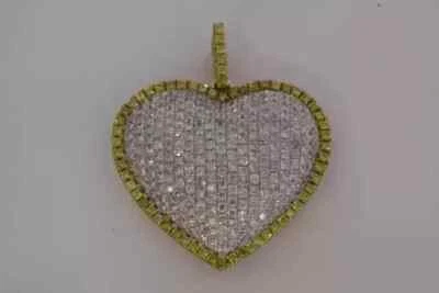 3CT Round Cut Lab Created Diamond Heart Cluster Pendant 14k Two Tone Gold Plated - Image 1 of 4