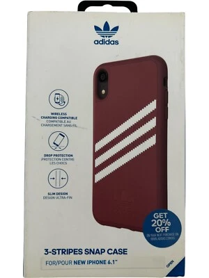 Adidas 3-Stripe Gazelle Snap Case for Apple iPhone XR - Dark Pink & White - Image 1 of 4