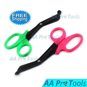 2 Trauma Paramedic EMT Shears 7.25" Fluoride Coated Blades (Green + Pink) - Picture 1 of 3
