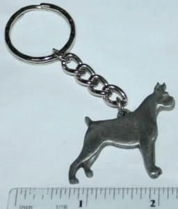 Boxer Dog Rawcliffe Pewter "I Love My Dog" Vintage Keychain - Picture 1 of 1