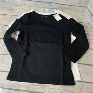 Cat & Jack Girls T-Shirt 2pk Long Sleeve XSmall (4-5) Solid White & Black New - Picture 1 of 9