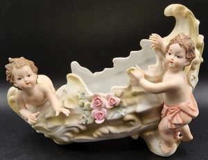 Vintage Hand Painted Lefton China Victorian Cherubs Planter KW862 - Picture 1 of 7