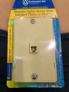 Southwestern Bell modulare Steckdose mit Standard Telefon- oder Modemleitungsanschlüssen - Bild 1 von 7