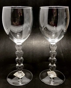 Bicchieri vino vintage anni 80 Luminarc Francia collezione cuore lotto di 2 coppie set matrimonio - Foto 1 di 12