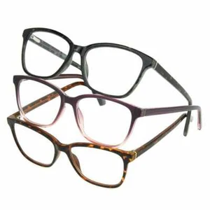 Design Optics By FG Women's Full Frame Reading Glasses Kiersey/Square-3 Pk +1.75 - Picture 1 of 6