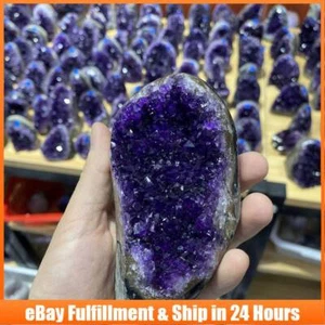 600-700g Natural Amethyst Druzy Geode Quartz Crystal Cluster Energy Specimen US - Picture 1 of 14