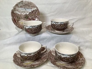 Johnson Bros Friendly Village 4 sets cups & Saucers Olde English Countryside - Picture 1 of 6