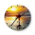 Horloge murale en verre 40x40cm Surfeur Coucher de soleil Oc�an planche