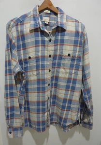 J Crew Shirt Mens Large Blue Plaid Flannel Button Down Sporting Goods Classic - Picture 1 of 6