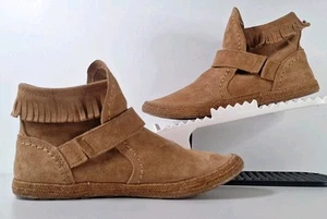 UGG Amely Botas al Tobillo Cuero Gamuza Castaño Flecos Mocasines Tribales Talla 6.5 - Imagen 1 de 12