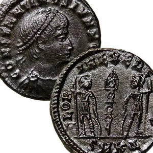 Constantine II son of 'the Great' EXTREMELY RARE R4 in RIC! AU Roman Empire Coin - Picture 1 of 12
