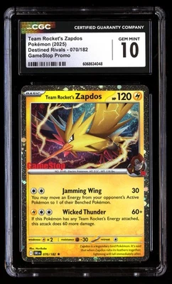 CGC 10 Team Rocket's Zapdos 070/182 Pok�mon Destined Rivals 2025 English - Image 1 of 3
