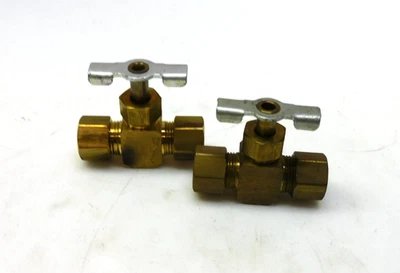 LOTE DE 2 VÁLVULAS DE AGUJA DE LATÓN RECTO PARKER NV105C-6 1/4" NPT XNV105C-6 Foto 1 de 4