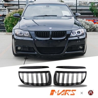 Gloss Black M4 Style Bumper Grille Grill for BMW 3 Series E90 E91 05-08 Bodykit - image 1 of 4