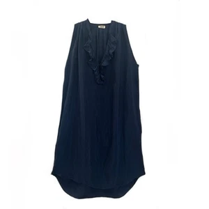 Vestido L’Agence Azul Marino Sin Mangas Talla 1 Cuello Volantes Dobladillo Alto-Bajo Cupro con Bolsillos - Imagen 1 de 8