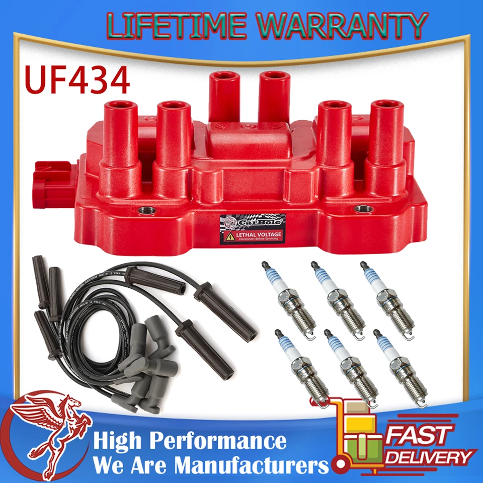 Bobina de encendido y bujía y cable para Chevrolet GMC Buick Saturn 3,5/3,9 L UF434 Foto 1 de 4