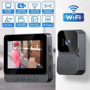 Wireless Video Doorbell Intercom System HD Camera 4.3" Screen 64GB Storage Card - Picture 1 of 14