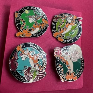 WDW Cast Lanyard Complete Set Tigger Activities / Sports Series 4 Pin Pins - Picture 1 of 1