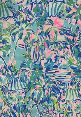 ~~ Tela de popelina de algodón Lilly Pulitzer azul Ibiza cabaña cóctel 42" X 52" Foto 1 de 4