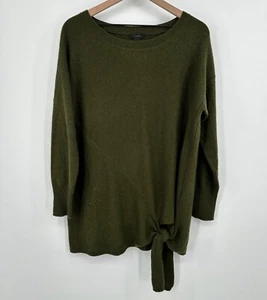 J Crew Wool Sweater Tunic Women Medium Olive Front Tie Long Sleeve H1462 - Bild 1 von 9