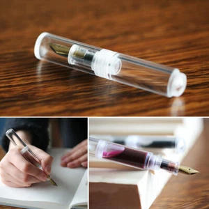 Mini saco de tinta pluma estilográfica transparente oficina escritura regalo iridio plumín fino 0,5 mm - Imagen 1 de 5