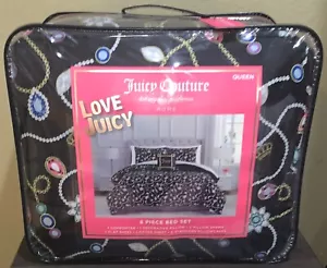 Juicy Couture Jewelery Gems Crowns QUEEN Bed Set Comforter, Shams, Sheets,Pillow - Picture 1 of 9