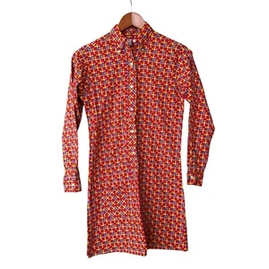 Vtg Carol Brent Young Junior Multicolor Polka Dot Shirt Dress Size Small - Picture 1 of 7